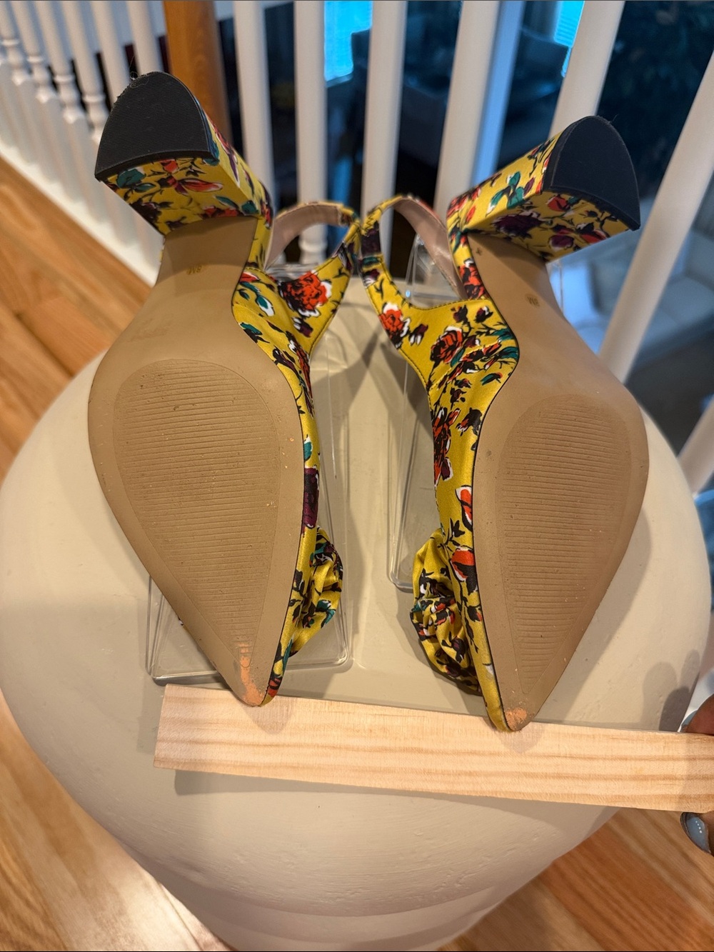 Betsey Johnson "Nettie" Yellow Floral Slingback Block Heels – Size 8 - Picture 10 of 13